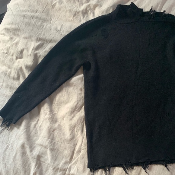 Black Frayed Sweater - Picture 2 of 2
